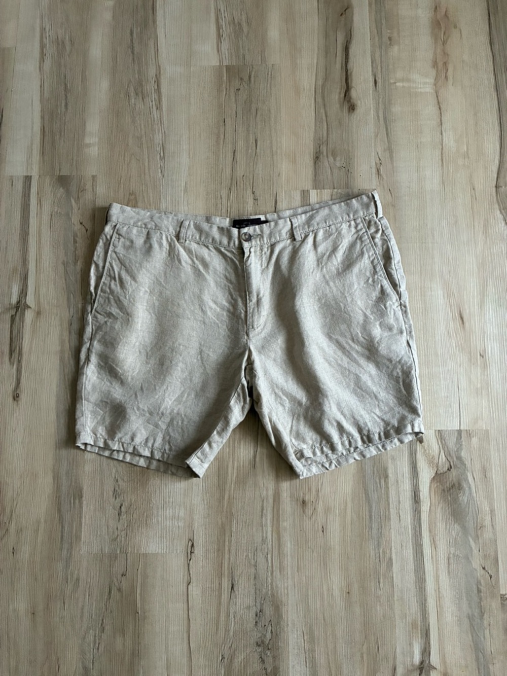 Black Brown 1826 Men's 100% Linen Casual Shorts Oatmeal Classic Spring